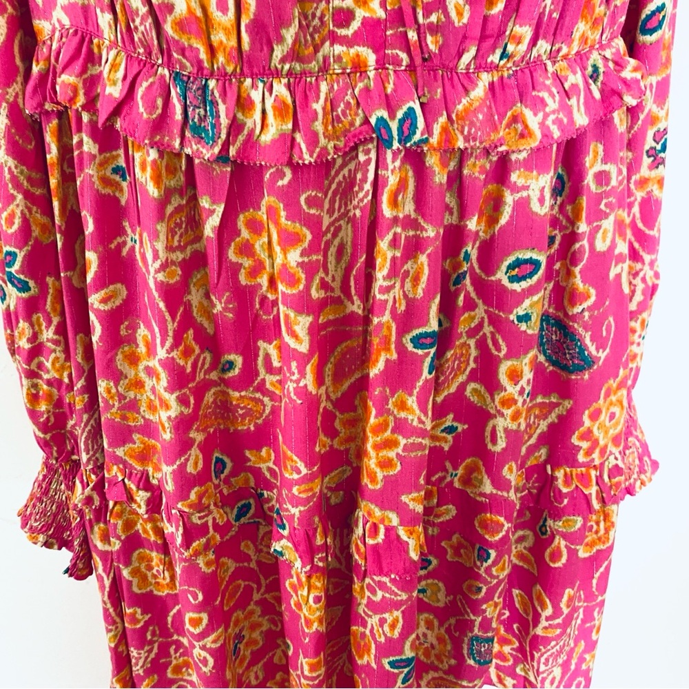 HOUSE OF HARLOW 1960 Dress Pink Floral Mini Balloon Sleeves Small Boho Chic - Picture 4 of 14